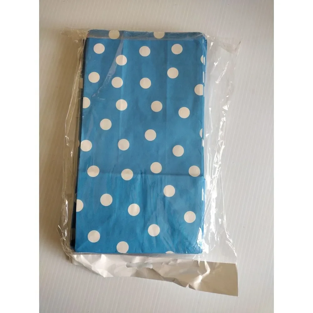 50 Polka Dot Paper‎ Bags Blue Color Lunch Goodie Bags 5.1 x 3.1 x 9.4 Inches